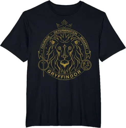 Miniatura 17 de Harry Potter Camiseta Gryffindor Line Art Lion Symbol, Negro