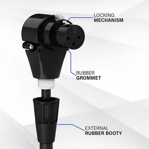 Miniatura 2 de LyxPro Cable de micrófono XLR hembra a macho de ángulo recto de 3 pines de 1.5 pies para altavoces amplificados, interfaz de audio, rendimiento