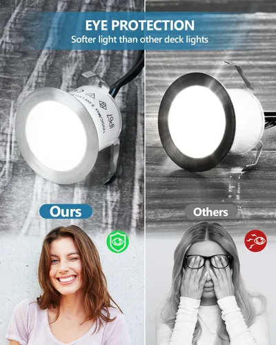 Miniatura 4 de HIBOITEC Kit de luces LED empotrables para terraza, 1 paquete, iluminación de paisaje de bajo voltaje de 12 V, IP67, impermeable, luces de escalera