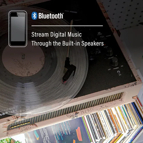Miniatura 4 de Crosley CR8017B-FL Voyager - Tocadiscos portátil clásico de vinilo con Bluetooth de entrada/salida y altavoces integrados, Floral
