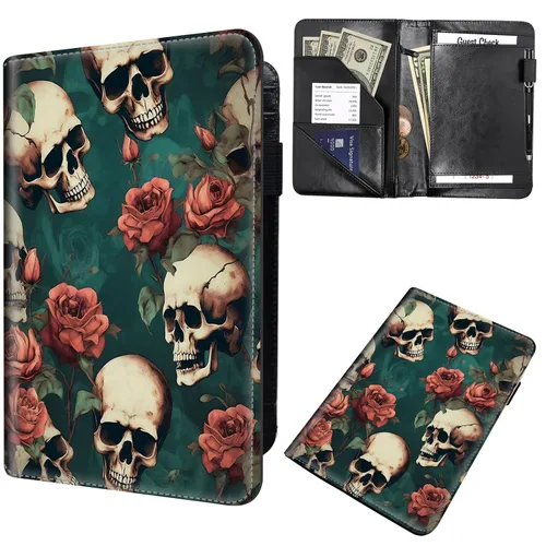 Miniatura 30 de Libros de mesero para camarera, cartera de cuero para camarero con cremallera, soporte para recibos, para camarero, camarero, accesorios