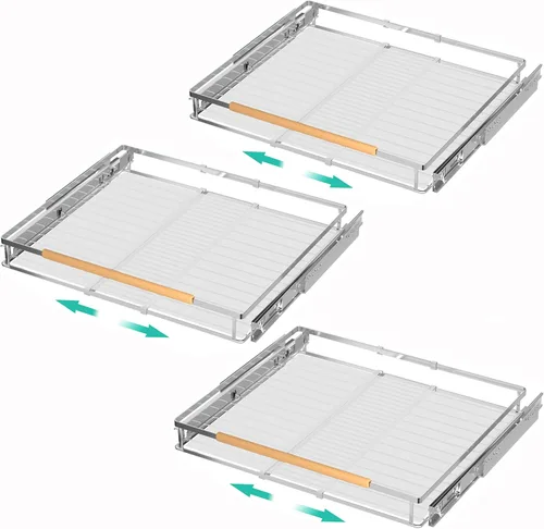 iPEGTOP Juego de 3 organizadores de cajones extraíbles para gabinete, estantes deslizantes extensibles para despensa, resistentes para gabinetes de