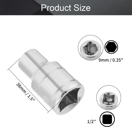 Miniatura 2 de Utoolmart 1/2 pulgada de cabeza de accionamiento de broca hexagonal de 0.354 in, enchufes de acero CR-V, altura de 1.5 "(38 mm), herramientas