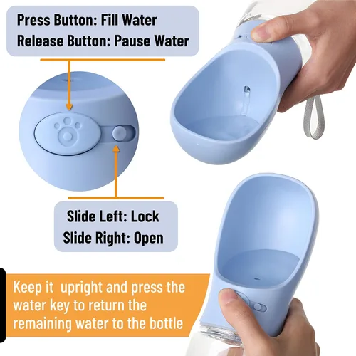 Miniatura 2 de Mr. Pen Botella de agua portátil para perros, 19 onzas, azul, de viaje y dispensador para perros, no apta para lavavajillas