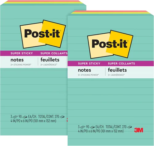 Miniatura 17 de Notas con pegamento Post-it Recycled, de 4 x 6 pulg., Colección Bali, 4 pads/paquetes, 45 hojas (4621-SSNRP)