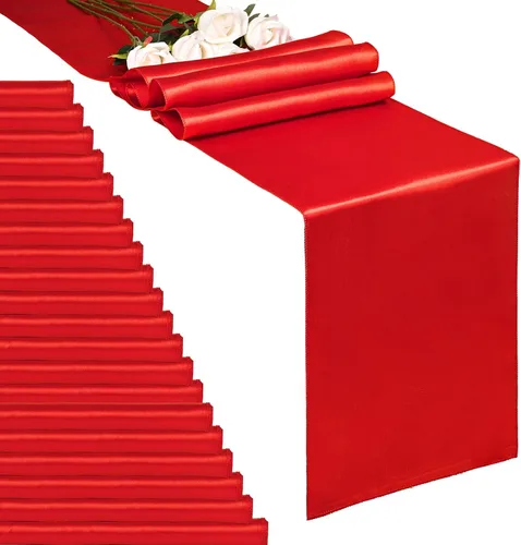 Miniatura 22 de Paquete de 10 caminos de mesa de satén azul marino de 12 x 108 pulgadas de largo para bodas, decoraciones para fiestas de cumpleaños, banquetes