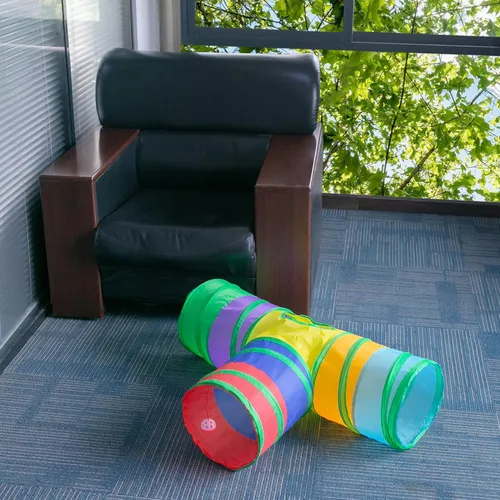 Miniatura 7 de Túnel para gatos, tubo plegable con 1 pelota de juego, túneles de gato de 3 vías para gatos de interior, cachorros, gatitos, gatitos, conejo