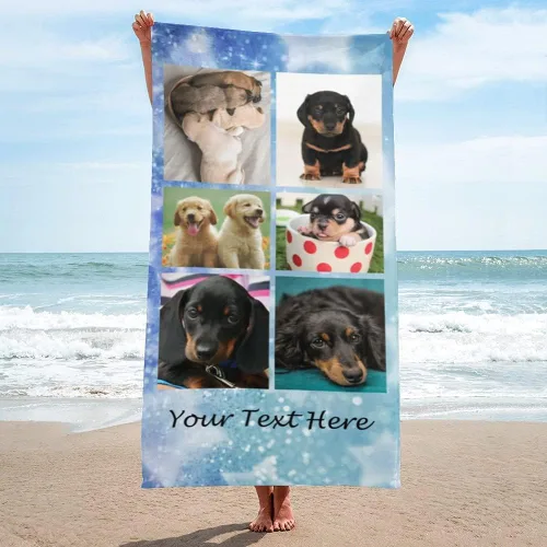 Miniatura 26 de Shapoo Toalla de playa con foto personalizada, foto personalizada/fondo/texto, divertida toalla de baño de microfibra personalizada para Una foto