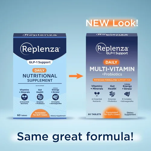 Miniatura 4 de Replenza Daily GLP-1 Suplemento de apoyo nutricional, vitaminas y minerales esenciales, apoyo para la salud intestinal, el estrés y la energía
