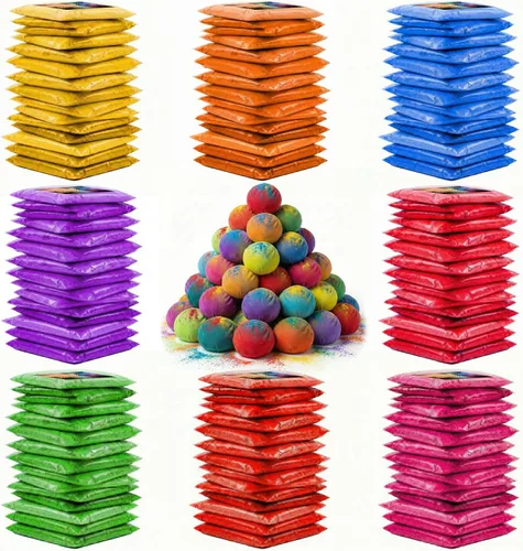 Miniatura 8 de ARELUX Holi Color Run Powder - Paquete de 12 unidades de 2.8 onzas cada uno de colores surtidos naturales Rangoli en polvo a granel, pintura de tiza