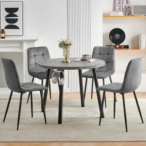 Miniatura 25 de Homedot Juego de mesa de comedor para 2, mesa de cocina de 3 piezas, juego de sillas de comedor redondas y negras para espacios pequeños, juego