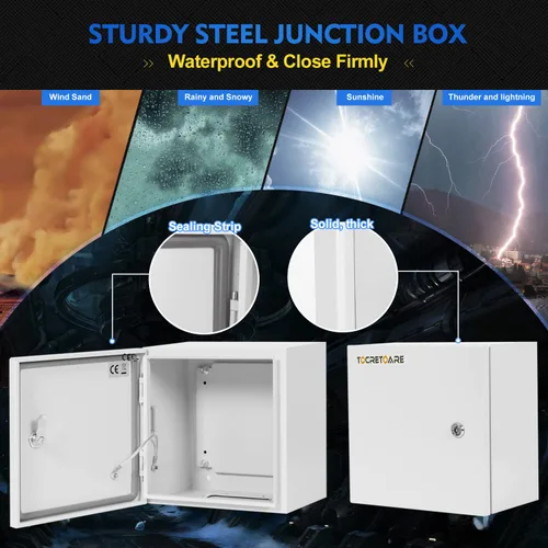 Miniatura 3 de Tocretoare Caja eléctrica para exteriores, caja de conexiones de acero 12 x 10 x 6 pulgadas, NEMA 4X Caja eléctrica IP66 impermeable y a prueba