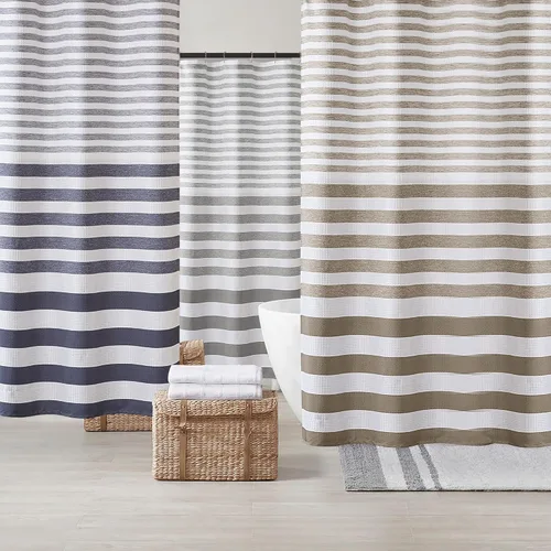 Miniatura 8 de Madison Park Cortina de ducha de spa con tejido gofre, cortina de ducha para baño, control de humedad Scotchgard 3M, cortinas de ducha modernas