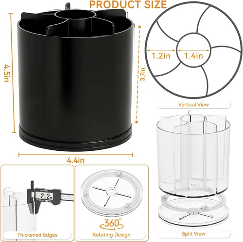 Miniatura 3 de Yieach Soporte giratorio de acrílico para brochas de maquillaje para tocador, encimera de baño, organizador de brochas de maquillaje redondas