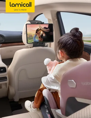 Miniatura 7 de Lamicall Soporte para tablet para reposacabezas de automóvil, compatible con funda gruesa, rotación de 360°, soporte de tableta de automóvil