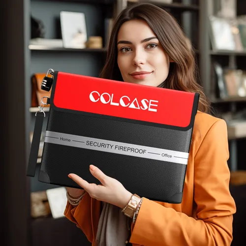 Miniatura 4 de COLCASE Bolsa de documentos ignífuga con cerradura de 5200 ℉ con aislamiento térmico impermeable e ignífugo con cremallera, bolsa ignífuga
