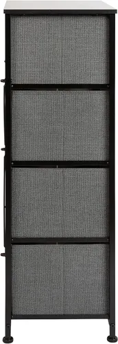 Miniatura 6 de Flash Furniture Harris - Cómoda de almacenamiento de 4 cajones, marco de hierro fundido negro y parte superior de madera, 4 cajones de tela gris