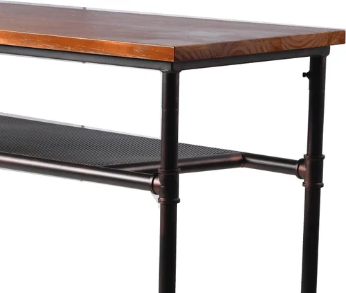 Miniatura 6 de Mesa rectangular de madera de pino maciza de 41.3 pulgadas de altura, barra de bar rectangular de altura para cocina, comedor con estante adicional