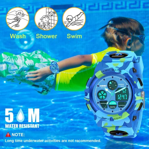 Miniatura 4 de SYOKZEY Reloj deportivo digital LED impermeable de 164.0ft, para niños y niñas, para exteriores, analógico y digital, con alarma y calendario