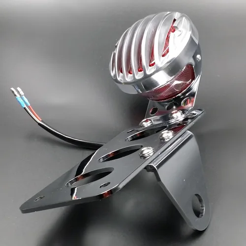 Miniatura 2 de Parrilla de motocicleta, lámpara de luz trasera para Harley Honda, Kawasaki, Suzuki, Yamaha, Triumph, Victory, XL, FL CB, Cafe racer, Bobber Cromado