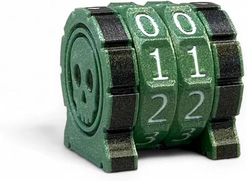 Miniatura 9 de Life Counter Health Tracker para juegos de mesa, TTRPG y juegos de cartas con símbolo de calavera, compatible con MTG, 2 ruedas azules con números