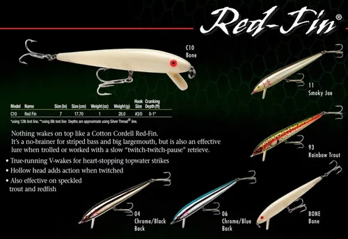 Miniatura 4 de Cotton Cordell Señuelo de pesca de lubina Crankbait de aleta roja Smoky Joe