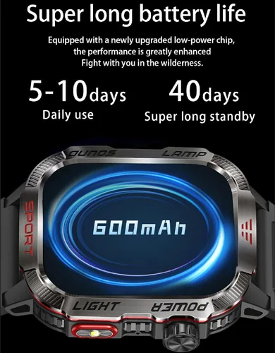Miniatura 9 de Reloj inteligente para hombre, deportes al aire libre, impermeable, brújula con respuesta/hacer llamadas, reloj de fitness, oxígeno en sangre