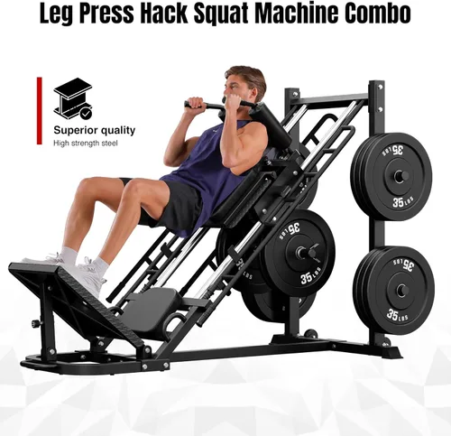 Miniatura 3 de Dripex Combo de máquina de sentadillas para gimnasio en casa, máquina de prensa de piernas ajustable para entrenamiento completo de la parte
