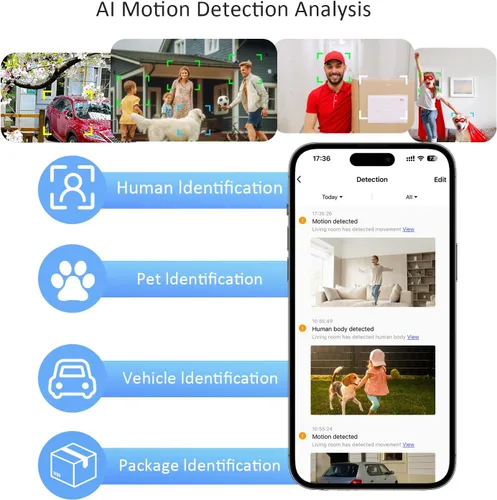 Miniatura 5 de Paquete de 4 cámaras de seguridad inalámbricas de 2.4G y 5G para exteriores, cámaras interiores con batería 2K para seguridad del hogar, sirena