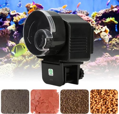 Miniatura 4 de Plplaaoo Comedero automático de peces para acuario Alimentador automático de peces a pilas con control de porciones ajustable Temporizador