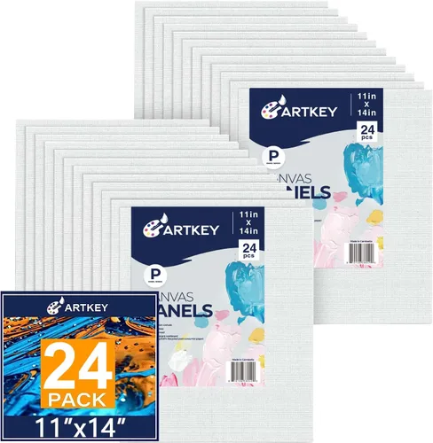 Miniatura 29 de Artkey Lienzos para pintar de 8 x 10 pulgadas, paquete de 12 unidades, 10 onzas, imprimados 100% algodón, blanco para pintura, suministros de arte