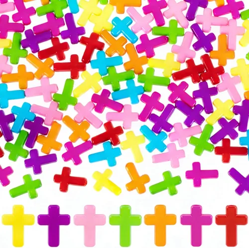 Miniatura 16 de 120 dijes de cruz para hacer joyas, cuentas de cruz religiosa para pulseras, cruces para hacer joyas, pulseras, collares, manualidades (6 colores)