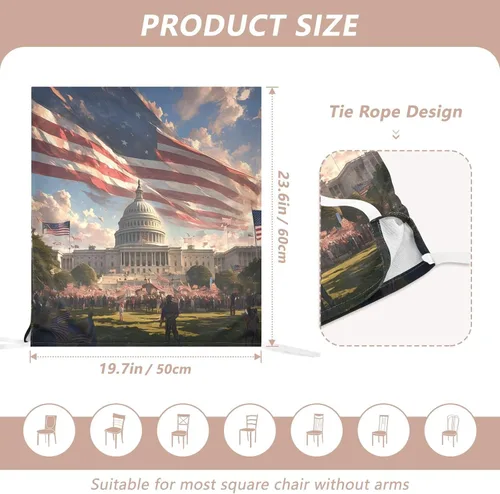 Miniatura 3 de 4th of July Independence Day White House Decorative Dorm Desk Chair Cover for Bedroom Anti-Dust Slip Cover protectores para sillas de comedor 6 Set