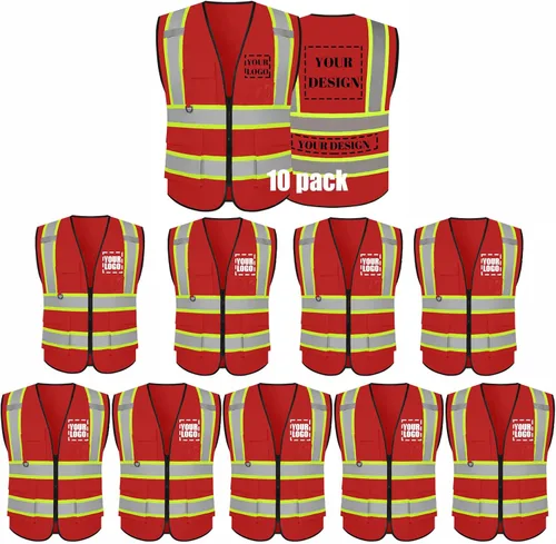 Miniatura 14 de Chaleco de seguridad reflectante de alta visibilidad con 5 bolsillos y cremallera clase 2 para adultos, unisex, ropa de trabajo de seguridad