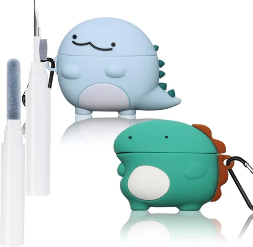 Miniatura 8 de [Paquete de 2] Funda de dinosaurio lindo para AirPods 3 2021, silicona de animales de dibujos animados 3D para AirPods de tercera generación, bonita