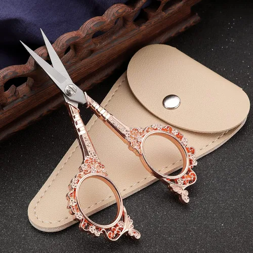 Miniatura 2 de Tijeras de costura, tijeras de bordado, tijeras de ganchillo de oro rosa de 4.5 pulgadas con funda para manualidades, punto de cruz, costura, obras