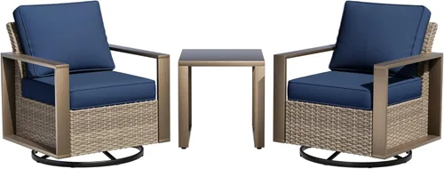 Miniatura 23 de Sofá de Mimbre Metálico para Patio de 75", Sofá Sillón de Ratán para Exteriores de 3 Asientos para Todo Tipo de Clima con Cojines Premium y Beige