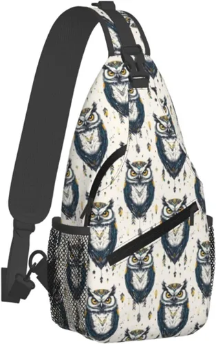 Small Crossbody Bags for Women Men - Vintage Tribal Style Owl Print Adjustable Shoulder Bag Fanny Packs Belt Sling Bag Crossbody Purses Backpack for