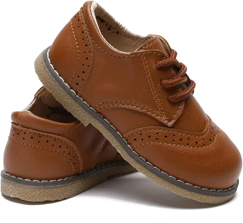 Miniatura 4 de Timatego Zapatos Oxford para niños y niñas, de piel sintética, con cordones, para la escuela, zapatos de vestir para bebés y niños pequeños