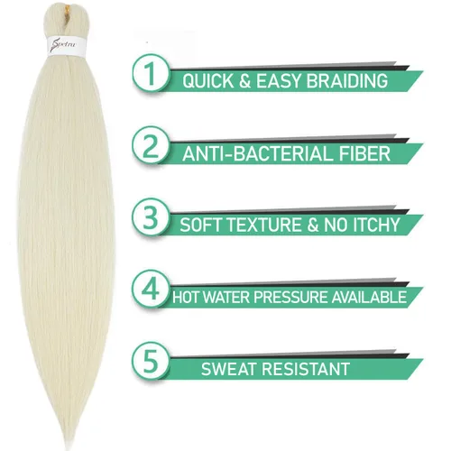 Miniatura 3 de Oferta de varios paquetes: extensiones de cabello trenzado preestiradas de 24 pulgadas, 8 paquetes de trenzas sintéticas de ganchillo 613, sin