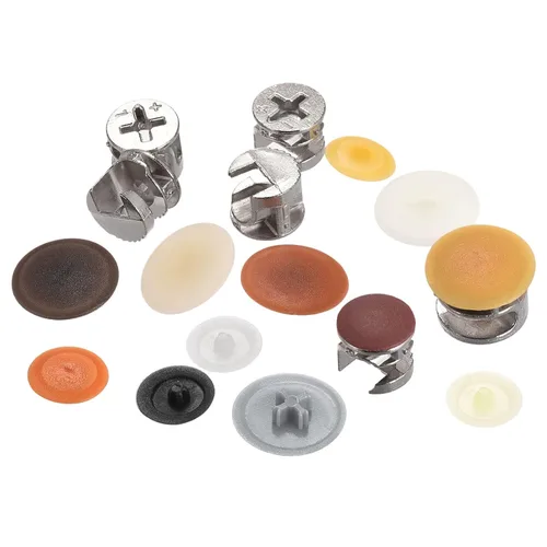 Miniatura 5 de uxcell Cubiertas de tapa de rosca, 80 piezas de 0.657 x 0.169 in de plástico para tornillos de rosca Phillips Cam Tornillo autorroscante, marrón café