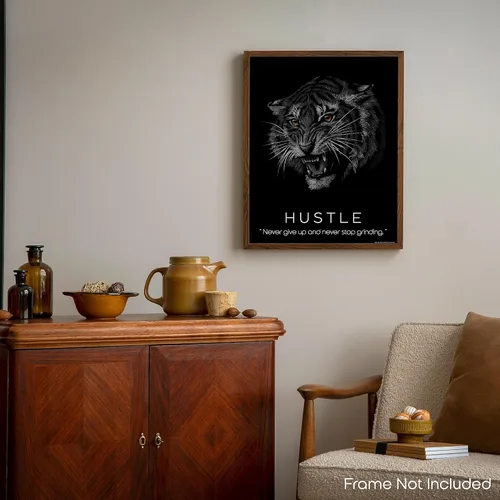Miniatura 6 de Inspirational Wall Art Co. - Hustle - Pósteres con citas motivacionales de éxito de Tiger Focus - Impresión para el hogar, oficina, negocios