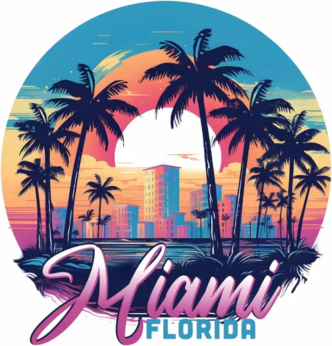 Miniatura 5 de Imán plano decorativo Miami Florida B Souvenir de 2 pulgadas 2.0 in