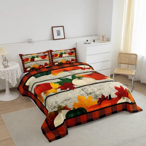 Miniatura 2 de Juego de edredón de calabaza de otoño tamaño individual para niños y niñas, juego de ropa de cama para niños, mujeres y hombres, ultra suave