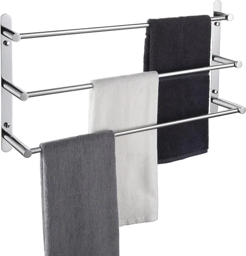 Miniatura 12 de KOKOSIRI Barras de Toalla de Baño Negro Mate para Baño de 3 Niveles con Escalera, Estantes de Toallas Montados en la Pared de Acero Inoxidable
