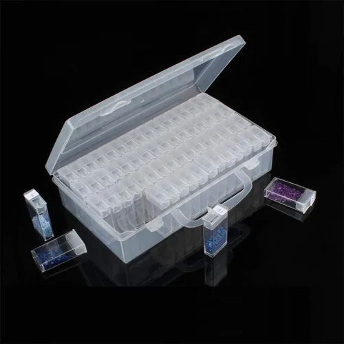 Miniatura 2 de Eiito Cajas de almacenamiento de accesorios de pintura de diamantes, cuentas de bordado de diamantes 5D, kits de arte contenedor (64 rejillas)