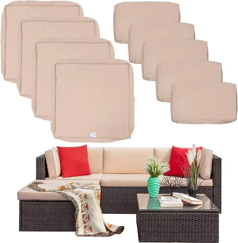 Miniatura 11 de ClawsCover (No elástico), juego de 9 fundas de cojín de patio, cojines de muebles de exterior y fundas de almohada de repuesto, apto para 5 piezas