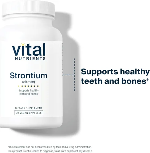 Miniatura 4 de Vital Nutrients Citrato de estroncio Suplemento vegano Apoya dientes y huesos sanos* Sin gluten, lácteos y soja Sin OMG 90 cápsulas