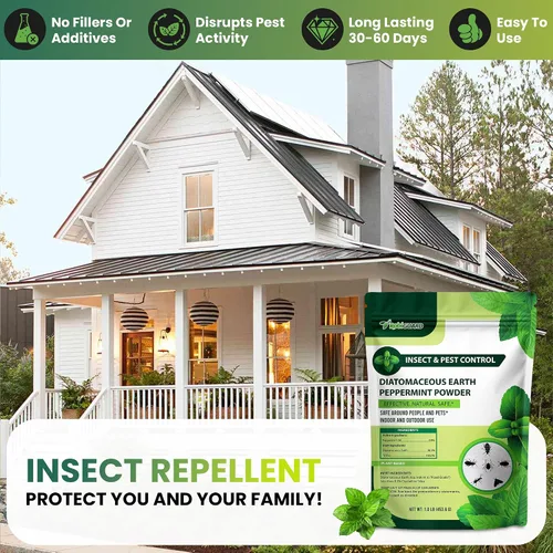 Miniatura 3 de Polvo de tierra de diatomeas de grado alimenticio y menta para el control de insectos y plagas rastreras – 1 lb