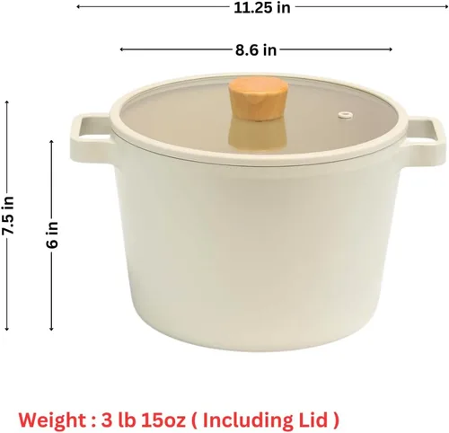 Miniatura 2 de Fika NEOFLAM FIKA - Olla profunda para estufas e inducción, tapa de vidrio con perilla de madera, fabricada en Corea